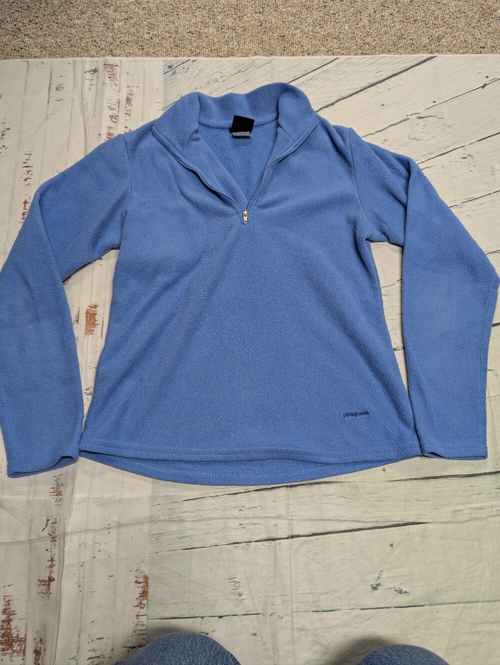Patagonia Capilene Base Layer Light Blue Half-Zip Fleece Pullover